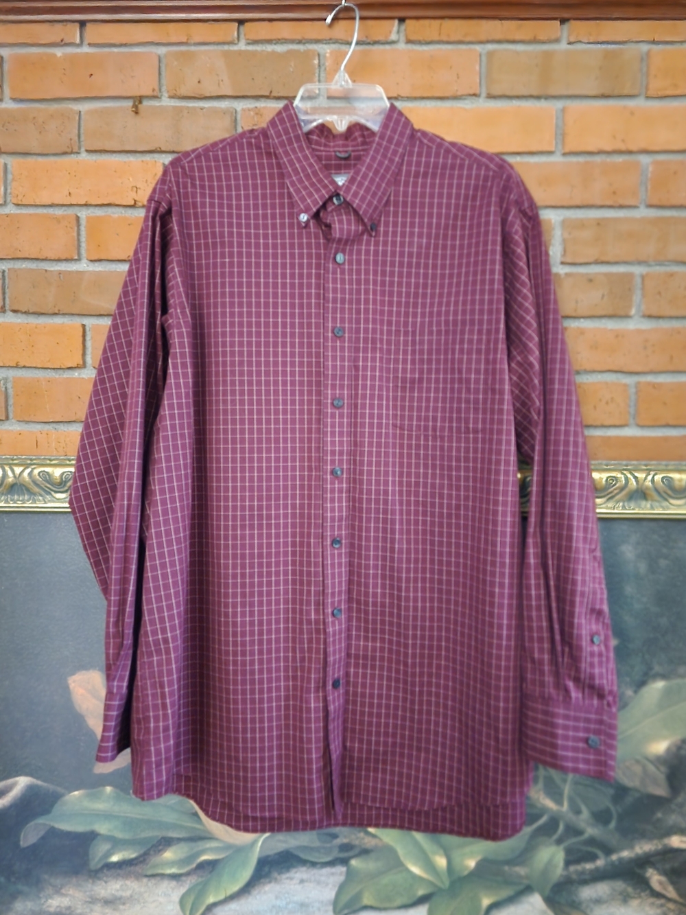 Kenneth Cole Reaction Men's Burgundy Windowpane Button-Down Shirt